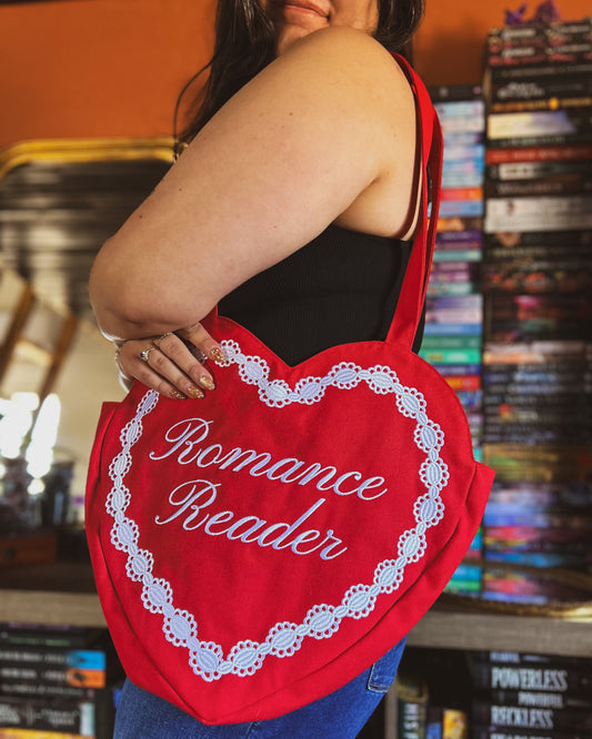 Romance Reader heart tote bag